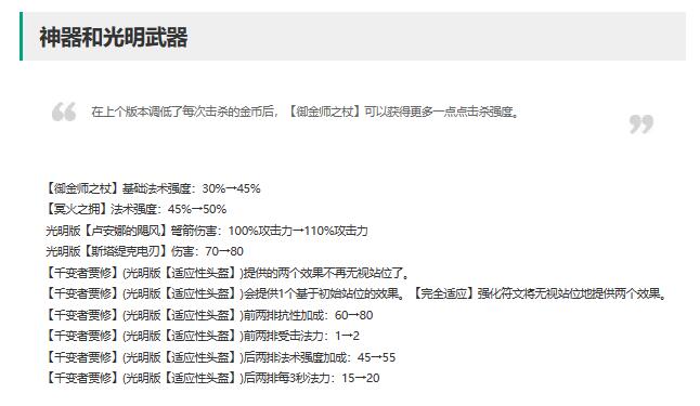 云顶之弈14.4装备调整一览图1