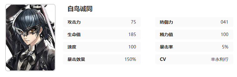 女神异闻录夜幕魅影白鸟诚司图鉴 女神异闻录手游白鸟诚司技能意识图8