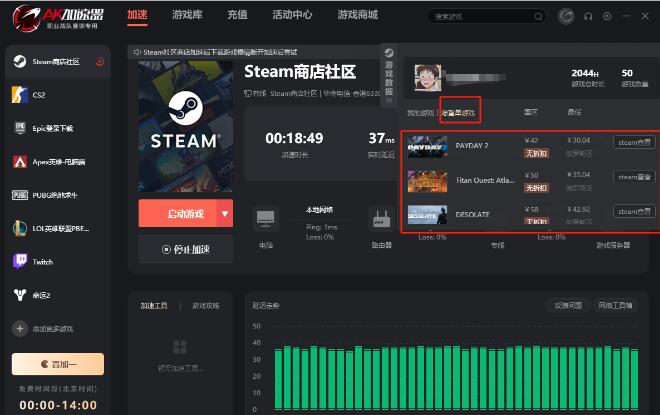 可以查看steam愿望单折扣的游戏加速器图1