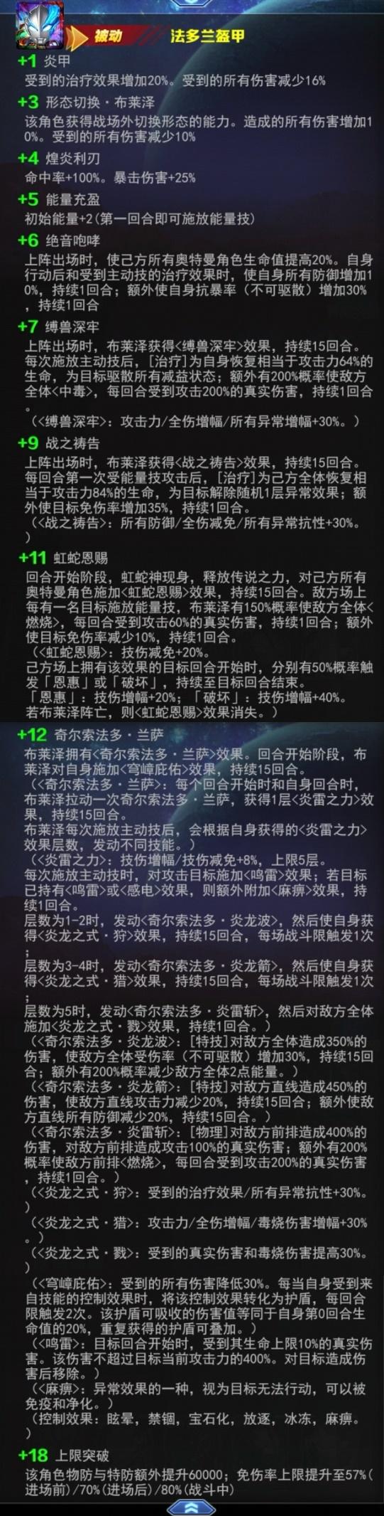 奥特曼系列OL布莱泽法多兰盔甲有什么技能 布莱泽法多兰盔甲介绍图13